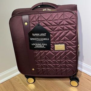 DUNE London Tamara Cabin Upright Travel Luggage Burgundy Gold Trim